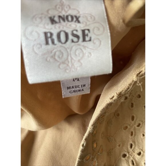 Knox Rose Mustard Eyelet Dress V Neck Short Sleeve Women’s M - Picture 5 of 6